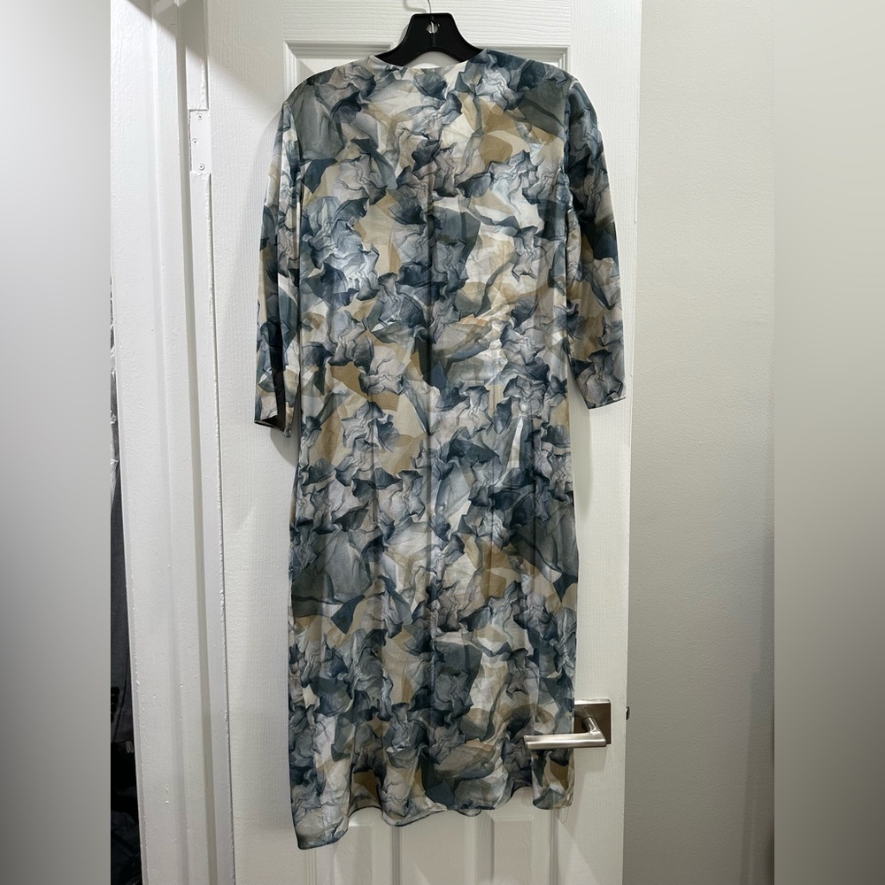 Cos Midi Watercolor Print Silk Dress